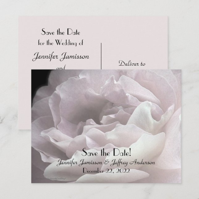 Save the Date Wedding Postcard Announcement Pink (Front/Back)