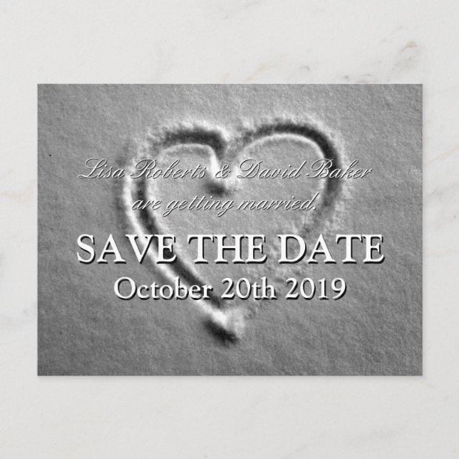 Save the date wedding postcard | Drawn heart (Front)