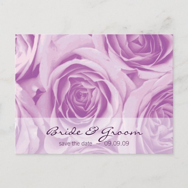 Save the Date Wedding Postcard Lilac roses (Front)