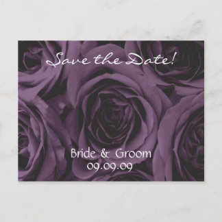 Save the Date Wedding Postcard Purple roses