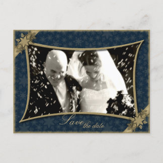 Save the Date Wedding Postcard Winter Snowflakes
