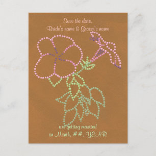 Save the date wedding postcards, Morning Glories Announcement Postcard