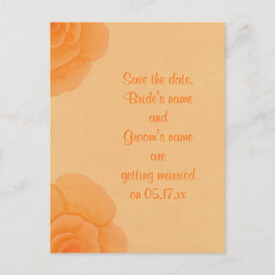Save the date wedding postcards, orange roses announcement postcard