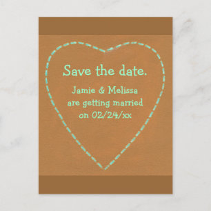 Save the date wedding postcards, Turquoise Heart Announcement Postcard