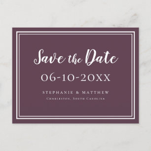 Save The Date Wedding Purple Chic Simple Modern Announcement Postcard