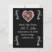 Save The Date Wedding Red Heart Magnetic Invitatio