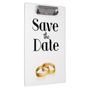 Save the Date Wedding Rings Clipboard