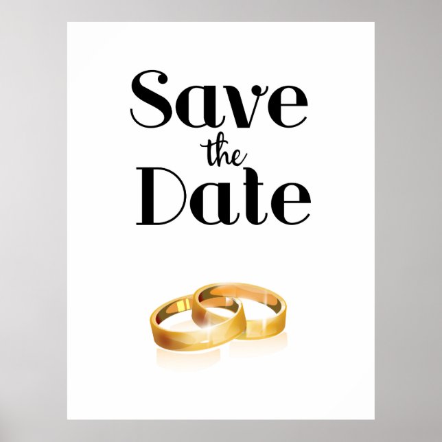 Save the Date Wedding Rings Poster (Front)