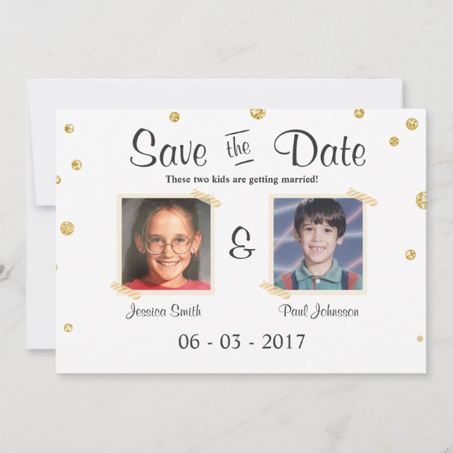 Save the date Wedding Rustic Chalkboard Gold Black Invitation (Front)