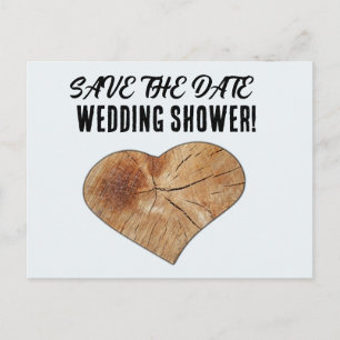 SAVE THE DATE WEDDING SHOWER RUSTIC HEART ANNOUNCEMENT POSTCARD
