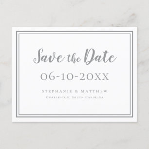 Save The Date Wedding Ultimate Grey White Simple Announcement Postcard