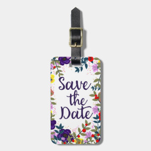 Save The Date Wedding Vintage Floral Reef Luggage Tag