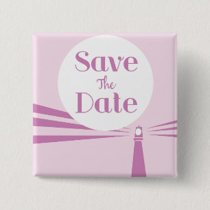 Save The Date Wedding Vintage Lighthouse 15 Cm Square Badge