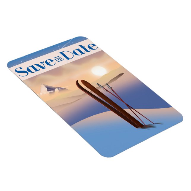 Save The Date Wedding Vintage Ski Magnet (Right Side)