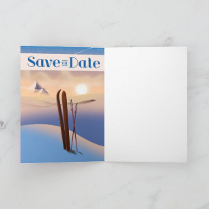 Save The Date Wedding Vintage Ski Note Card