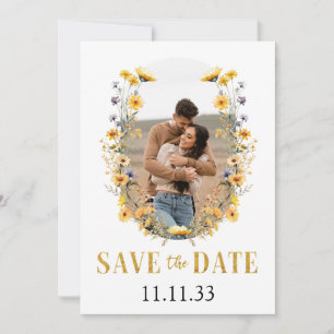 Save the Date Wedding wildflower custom photo