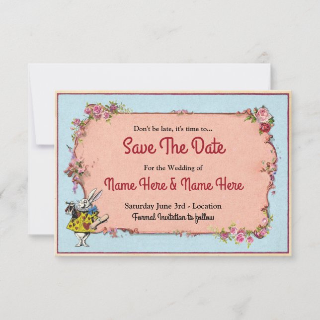 Save The Date Wedding Wonderland Rabbit Invite (Front)