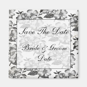 Save the Date WHITE AND BLACK Wedding Magnets