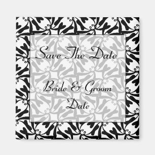 Save the Date WHITE AND BLACK Wedding Magnets