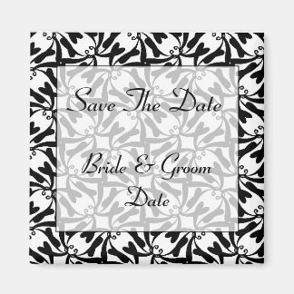 Save the Date WHITE AND BLACK Wedding Magnets
