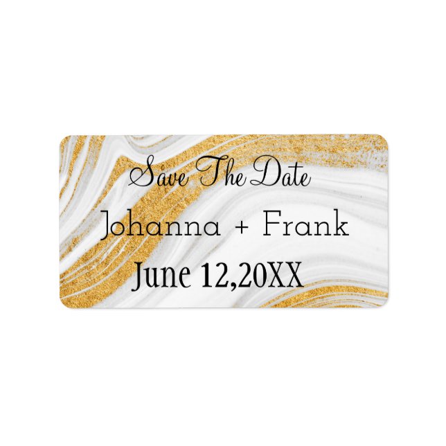 Save The Date |White and Gold Agate Label (Front)