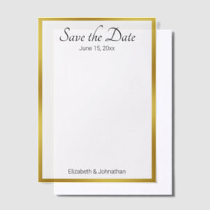 Save the Date White and Gold Elegant Wedding Vellum Invitations