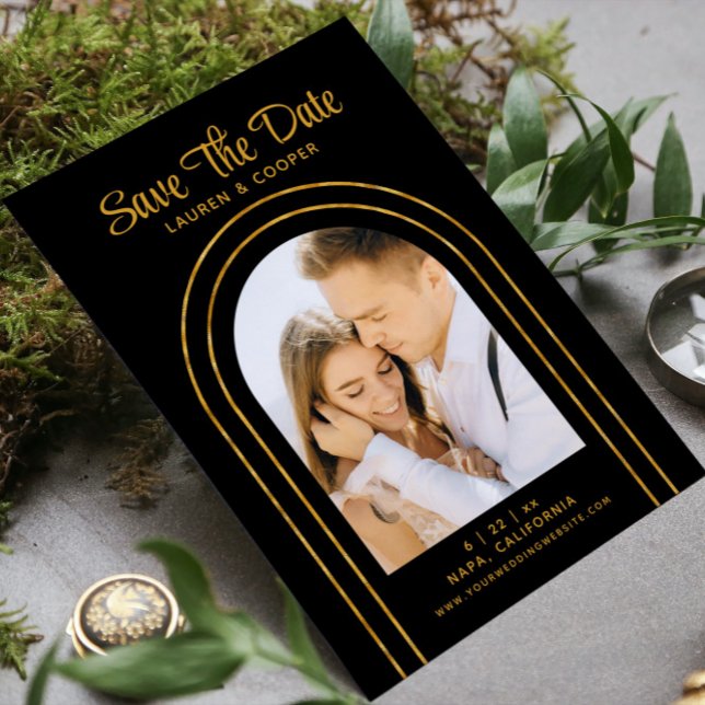 Save The Date White Gold Stylish Art Deco Wedding (Creator Uploaded)