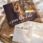 Save the Date White Handwritten Hearts Photo Postcard<br><div class="desc">Handwritten Wedding Save the Date Cards that have a photo on the front and back. The Save the Date Fall, Autumn, Winter, Spring or Summer cards contain a modern hand lettered cursive script typography with hearts that are elegant, simple and modern to use after you minimalist simple wedding day celebration....</div>