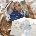 Save the Date White Handwritten Photo  Postcard<br><div class="desc">Handwritten Wedding Save the Date Cards that have a photo on the front and back. The Save the Date Fall,  Autumn,  Winter,  Spring or Summer cards contain a modern hand lettered cursive script typography that are elegant,  simple and modern to use after you minimalist simple wedding day celebration.</div>
