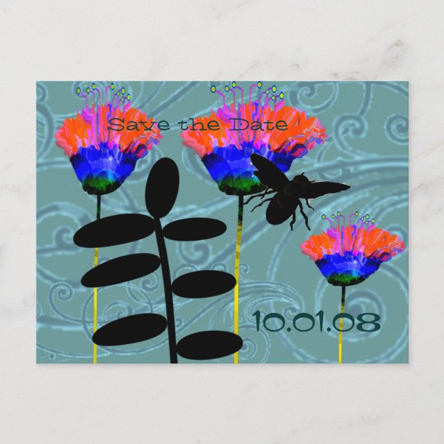 Save The Date Wild Flowers Announcement Postcard (Front)