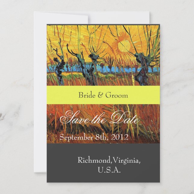 Save the date Willows at Sunset by van Gogh (Front)