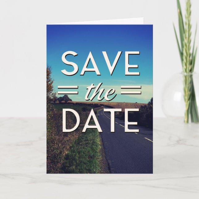 Save the Date winding road Note Card (Front)
