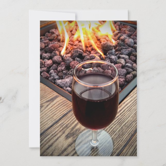 SAVE THE DATE, WINE GLASS, FIRE PIT, WEDDINGS DATE (Front)