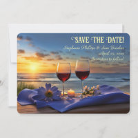 Save the Date Wine on the Beach Sunset