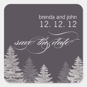 Save the Date Winter Wedding Sticker Trees