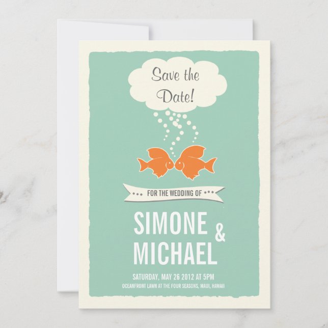Save the Date with kissing Fish (Front)