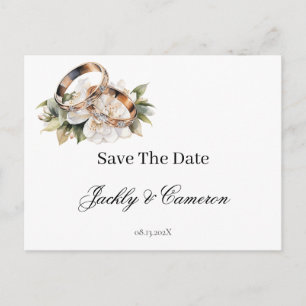 Save the Date with ring Invitation Postcard