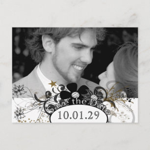 Save the Date with YOUR Photo White and Black Announcement Postcard