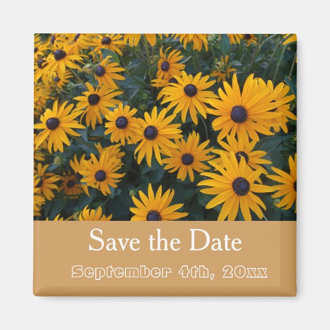 save the date, yellow daisy flowers magnet (Front)