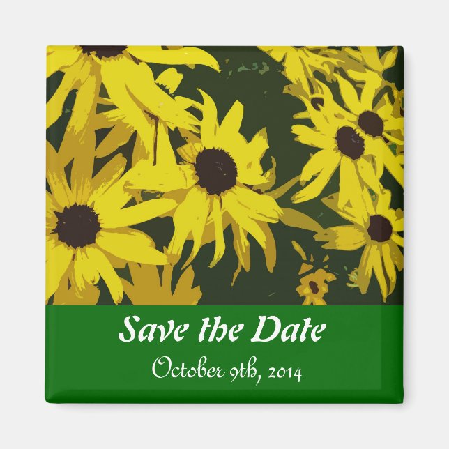 Save the Date, yellow daisy flowers. Magnet (Front)
