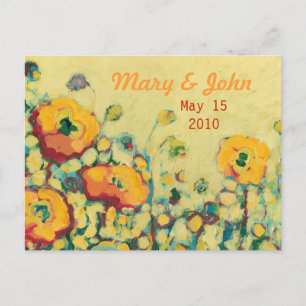 Save the Date Yellow & Orange Poppy Postcard