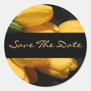 Save The Date Yellow Tulip Wedding Sticker Seal