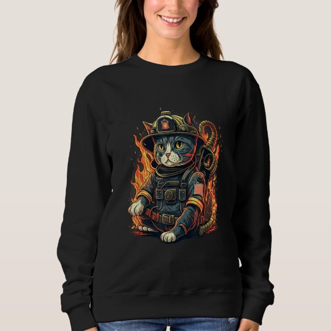 Save the Day with Cats Firefighter Design for Hero Sweatshirt (Front)