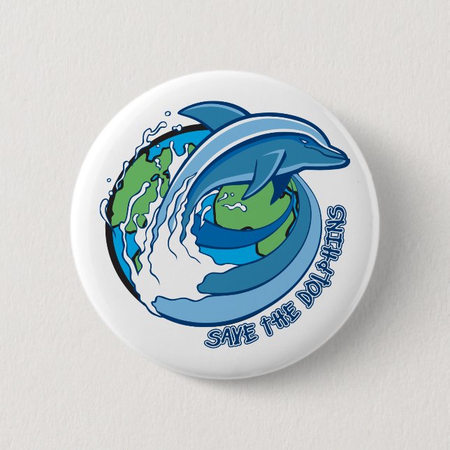 Save the Dolphins 6 Cm Round Badge (Front)