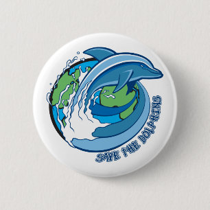 Save the Dolphins 6 Cm Round Badge
