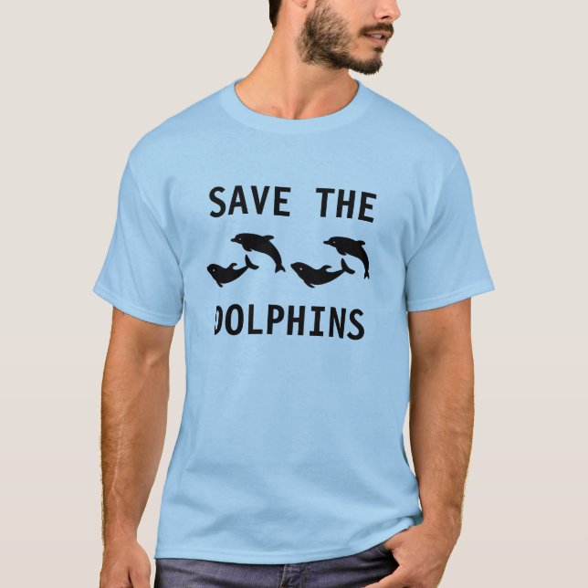 Save The Dolphins Mens Blue T-shirt (Front)