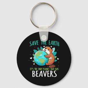 Save The Earth Beaver Design - Funny Earth Day Ani Key Ring