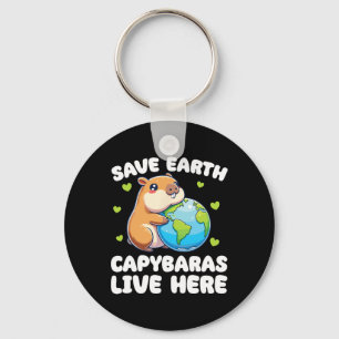 Save The Earth Capyras Live Here Earth Day  Key Ring