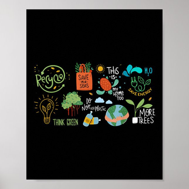 Save The Earth Day Recycle Planet Environmental Pr Poster (Front)