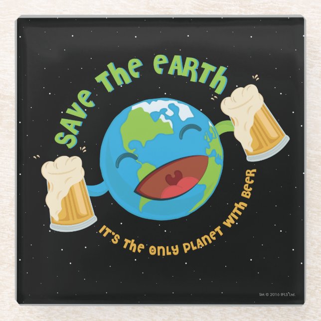 Save The Earth Glass Coaster (Front)
